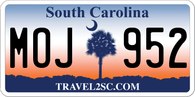 SC license plate MOJ952