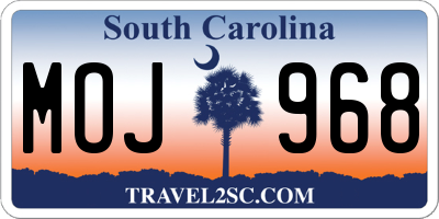 SC license plate MOJ968