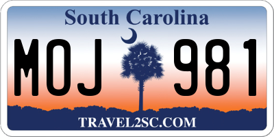 SC license plate MOJ981