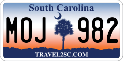 SC license plate MOJ982