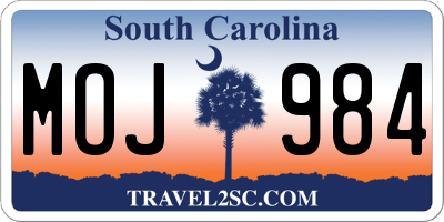 SC license plate MOJ984