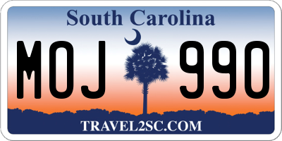 SC license plate MOJ990