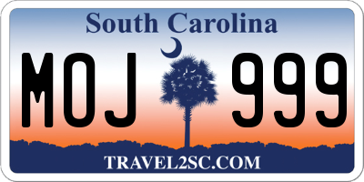 SC license plate MOJ999