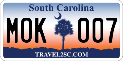 SC license plate MOK007