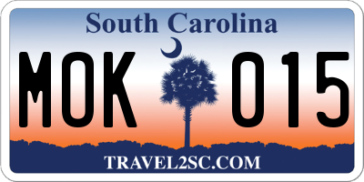 SC license plate MOK015