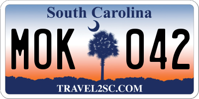 SC license plate MOK042