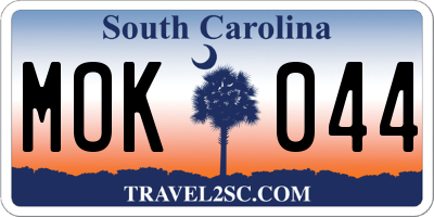 SC license plate MOK044