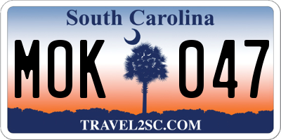 SC license plate MOK047