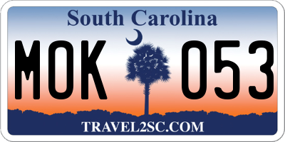SC license plate MOK053