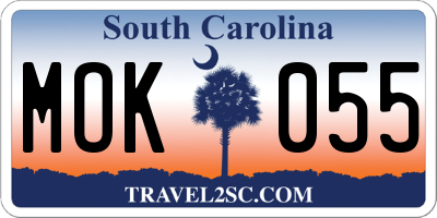 SC license plate MOK055