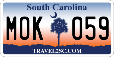 SC license plate MOK059