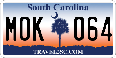 SC license plate MOK064