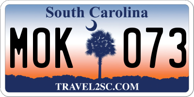 SC license plate MOK073