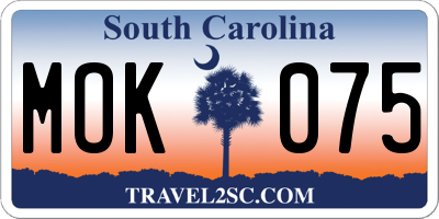 SC license plate MOK075
