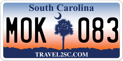 SC license plate MOK083