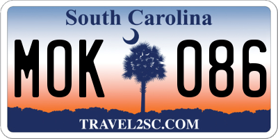 SC license plate MOK086