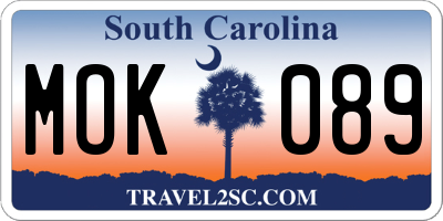 SC license plate MOK089