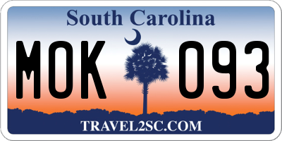 SC license plate MOK093