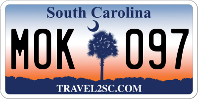 SC license plate MOK097