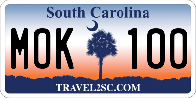 SC license plate MOK100