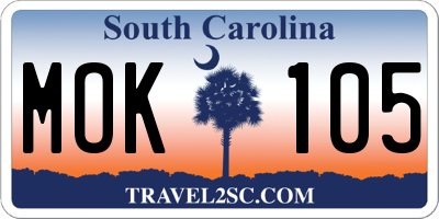 SC license plate MOK105