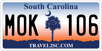 SC license plate MOK106