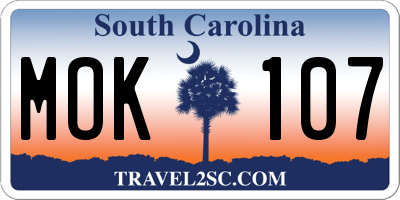 SC license plate MOK107