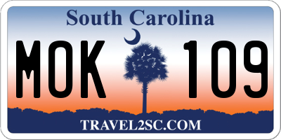 SC license plate MOK109