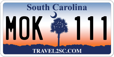 SC license plate MOK111