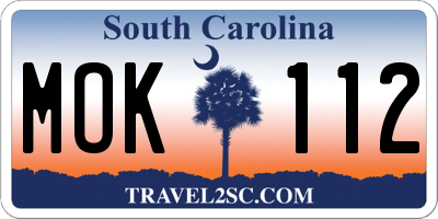 SC license plate MOK112