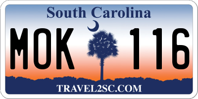 SC license plate MOK116