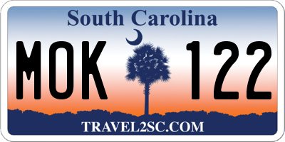 SC license plate MOK122