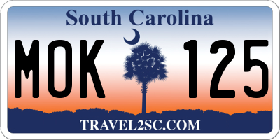 SC license plate MOK125