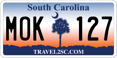 SC license plate MOK127