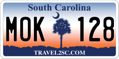 SC license plate MOK128