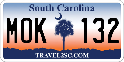 SC license plate MOK132