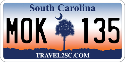 SC license plate MOK135