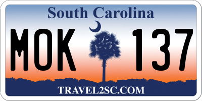 SC license plate MOK137