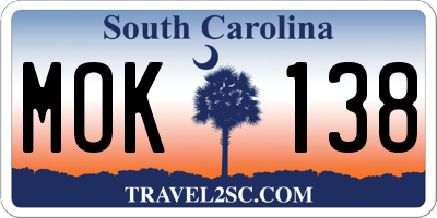 SC license plate MOK138