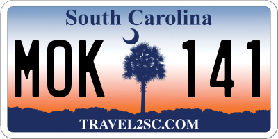 SC license plate MOK141