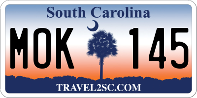 SC license plate MOK145