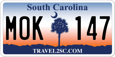 SC license plate MOK147