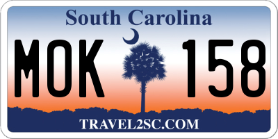 SC license plate MOK158