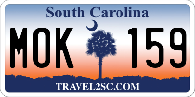 SC license plate MOK159