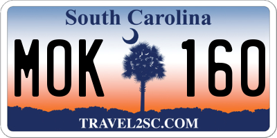 SC license plate MOK160