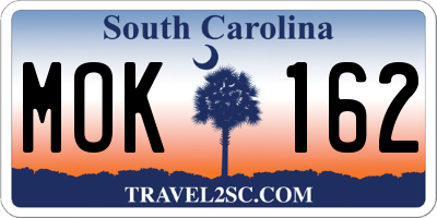 SC license plate MOK162