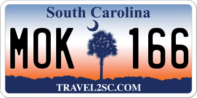 SC license plate MOK166