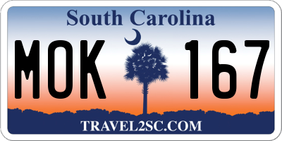 SC license plate MOK167
