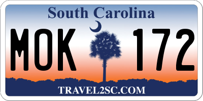 SC license plate MOK172