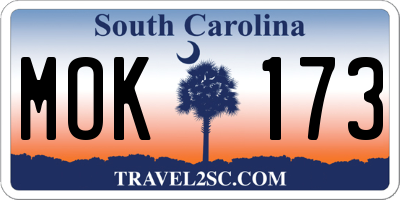 SC license plate MOK173